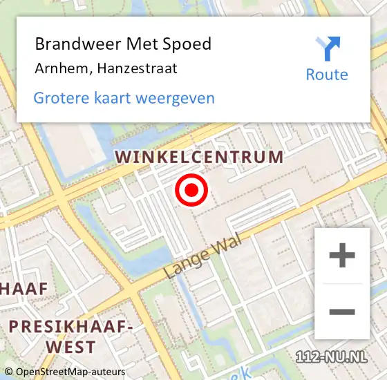 Locatie op kaart van de 112 melding: Brandweer Met Spoed Naar Arnhem, Hanzestraat op 23 april 2023 18:54