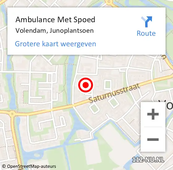 Locatie op kaart van de 112 melding: Ambulance Met Spoed Naar Volendam, Junoplantsoen op 23 april 2023 18:55