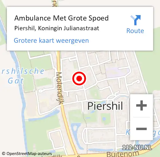 Locatie op kaart van de 112 melding: Ambulance Met Grote Spoed Naar Piershil, Koningin Julianastraat op 23 april 2023 18:56