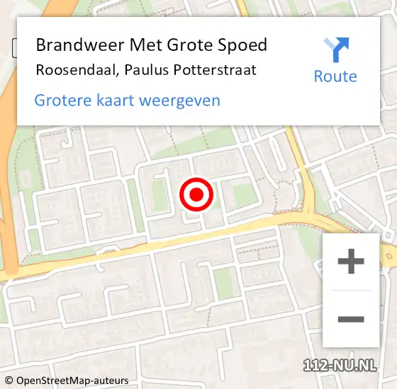 Locatie op kaart van de 112 melding: Brandweer Met Grote Spoed Naar Roosendaal, Paulus Potterstraat op 23 april 2023 19:24