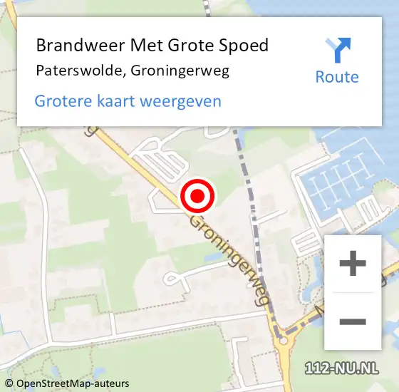 Locatie op kaart van de 112 melding: Brandweer Met Grote Spoed Naar Paterswolde, Groningerweg op 23 april 2023 19:25