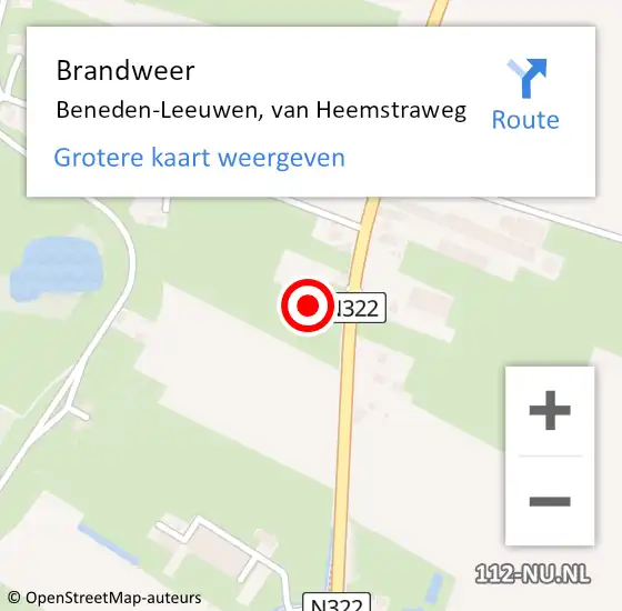 Locatie op kaart van de 112 melding: Brandweer Beneden-Leeuwen, van Heemstraweg op 23 april 2023 19:27