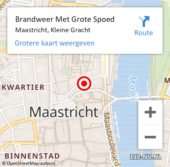 Locatie op kaart van de 112 melding: Brandweer Met Grote Spoed Naar Maastricht, Kleine Gracht op 23 april 2023 19:39