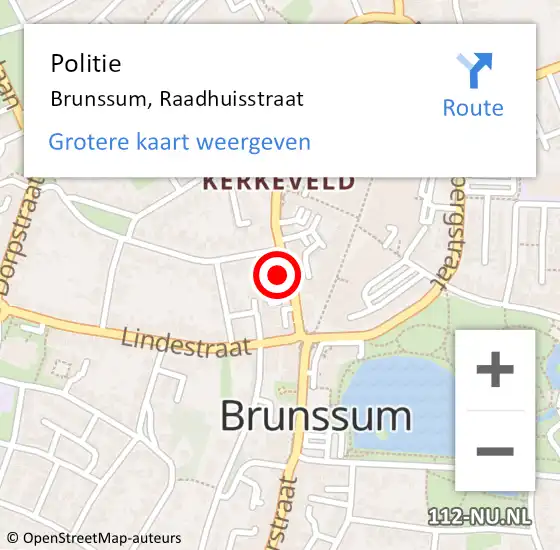 Locatie op kaart van de 112 melding: Politie Brunssum, Raadhuisstraat op 23 april 2023 19:46