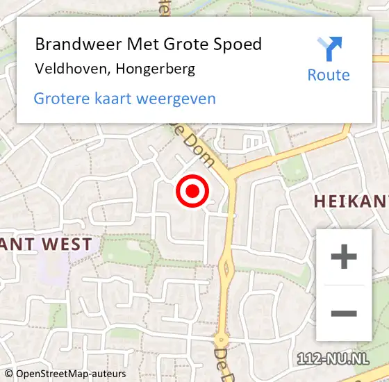 Locatie op kaart van de 112 melding: Brandweer Met Grote Spoed Naar Veldhoven, Hongerberg op 23 april 2023 19:49