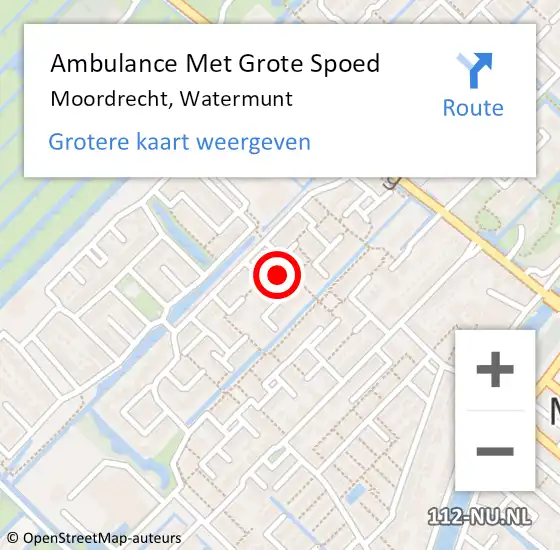 Locatie op kaart van de 112 melding: Ambulance Met Grote Spoed Naar Moordrecht, Watermunt op 23 april 2023 20:09