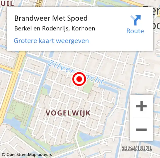 Locatie op kaart van de 112 melding: Brandweer Met Spoed Naar Berkel en Rodenrijs, Korhoen op 23 april 2023 20:20