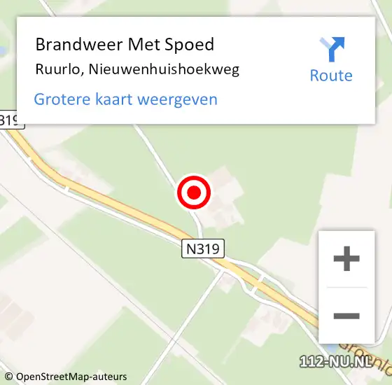 Locatie op kaart van de 112 melding: Brandweer Met Spoed Naar Ruurlo, Nieuwenhuishoekweg op 23 augustus 2014 08:22