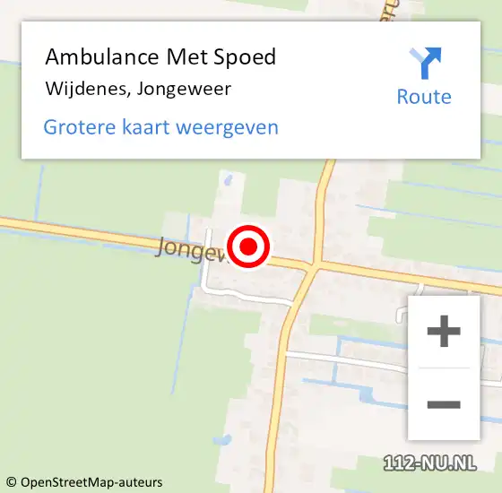 Locatie op kaart van de 112 melding: Ambulance Met Spoed Naar Wijdenes, Jongeweer op 23 april 2023 20:35