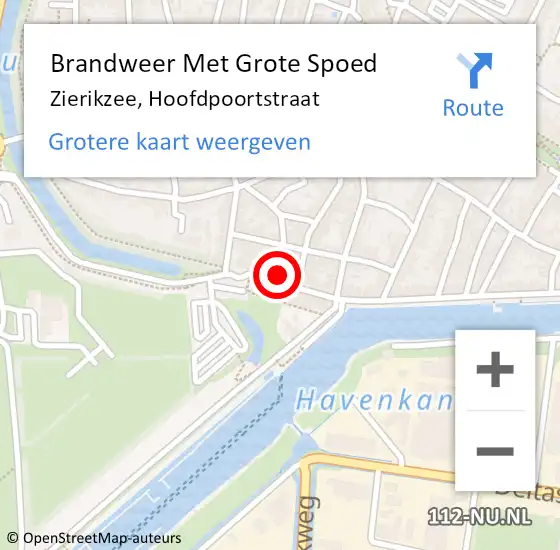 Locatie op kaart van de 112 melding: Brandweer Met Grote Spoed Naar Zierikzee, Hoofdpoortstraat op 23 april 2023 21:05