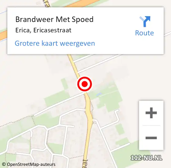 Locatie op kaart van de 112 melding: Brandweer Met Spoed Naar Erica, Ericasestraat op 23 april 2023 21:07