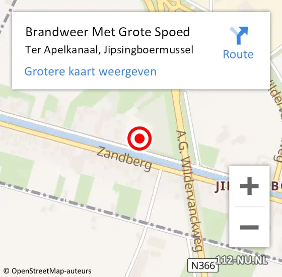 Locatie op kaart van de 112 melding: Brandweer Met Grote Spoed Naar Ter Apelkanaal, Jipsingboermussel op 23 augustus 2014 08:31