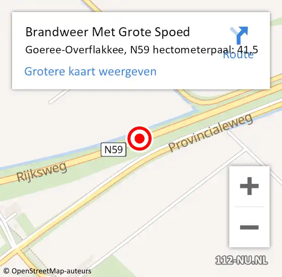 Locatie op kaart van de 112 melding: Brandweer Met Grote Spoed Naar Goeree-Overflakkee, N59 hectometerpaal: 41,5 op 23 april 2023 21:44