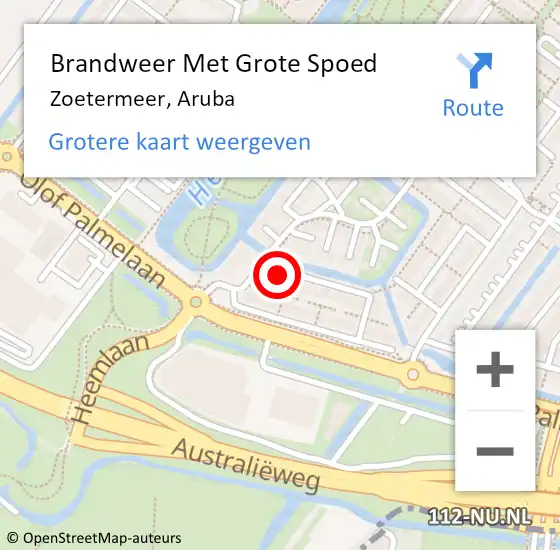 Locatie op kaart van de 112 melding: Brandweer Met Grote Spoed Naar Zoetermeer, Aruba op 23 april 2023 22:30