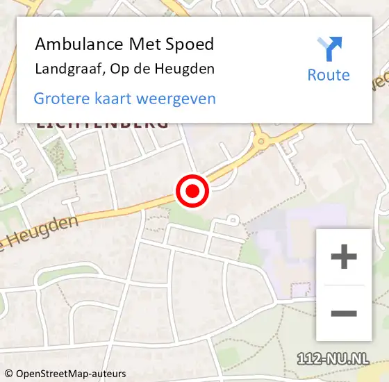 Locatie op kaart van de 112 melding: Ambulance Met Spoed Naar Landgraaf, Op de Heugden op 23 augustus 2014 08:37