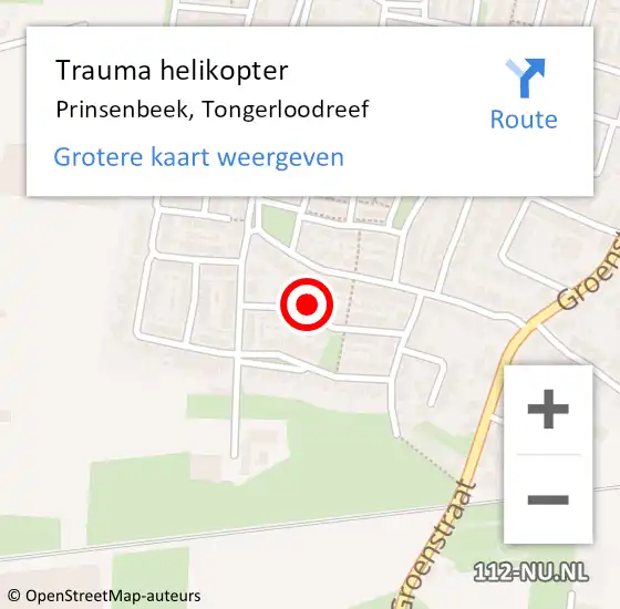Locatie op kaart van de 112 melding: Trauma helikopter Prinsenbeek, Tongerloodreef op 23 april 2023 23:29