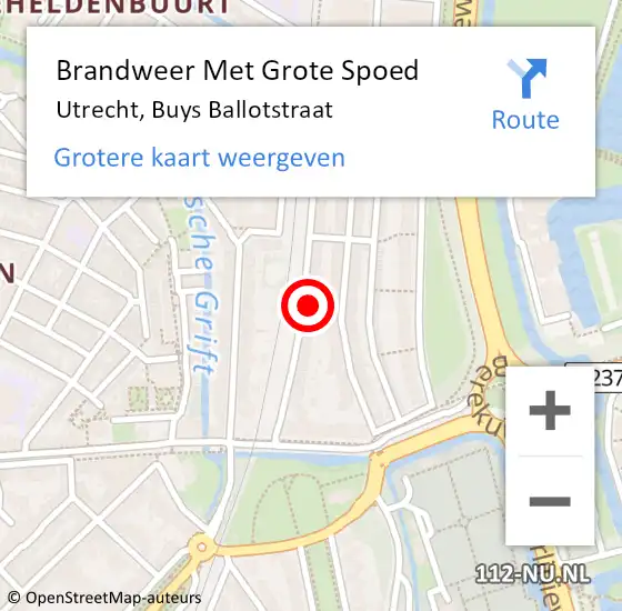 Locatie op kaart van de 112 melding: Brandweer Met Grote Spoed Naar Utrecht, Buys Ballotstraat op 23 april 2023 23:35