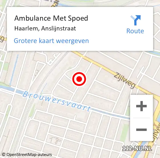 Locatie op kaart van de 112 melding: Ambulance Met Spoed Naar Haarlem, Anslijnstraat op 24 april 2023 00:08