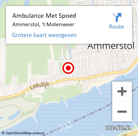 Locatie op kaart van de 112 melding: Ambulance Met Spoed Naar Ammerstol, 't Molenweer op 24 april 2023 00:08