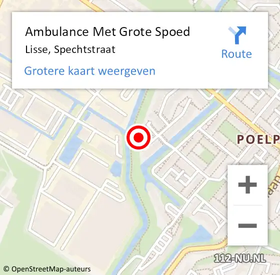 Locatie op kaart van de 112 melding: Ambulance Met Grote Spoed Naar Lisse, Spechtstraat op 24 april 2023 01:46