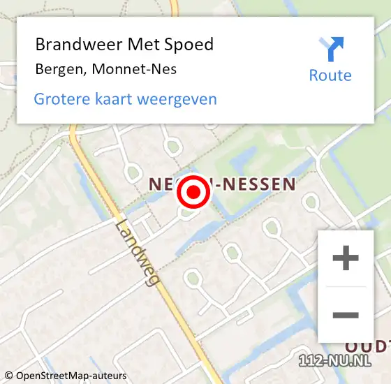 Locatie op kaart van de 112 melding: Brandweer Met Spoed Naar Bergen, Monnet-Nes op 24 april 2023 02:54