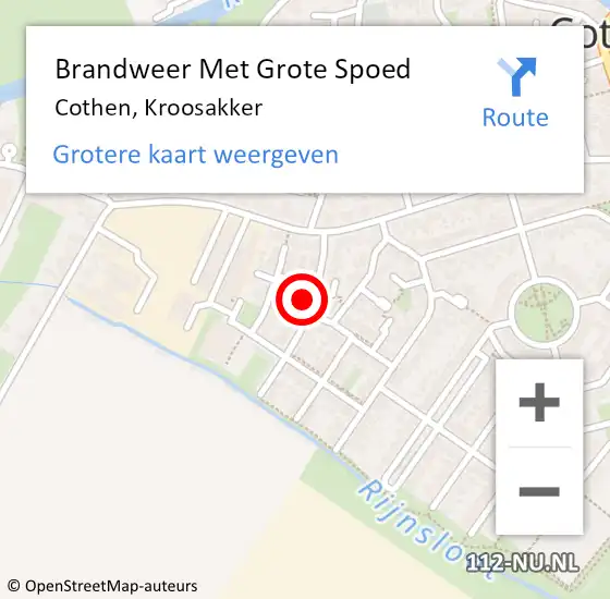 Locatie op kaart van de 112 melding: Brandweer Met Grote Spoed Naar Cothen, Kroosakker op 24 april 2023 03:05