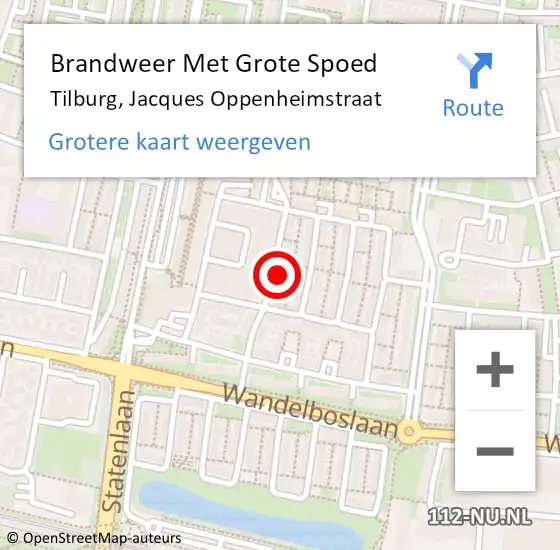 Locatie op kaart van de 112 melding: Brandweer Met Grote Spoed Naar Tilburg, Jacques Oppenheimstraat op 24 april 2023 03:20