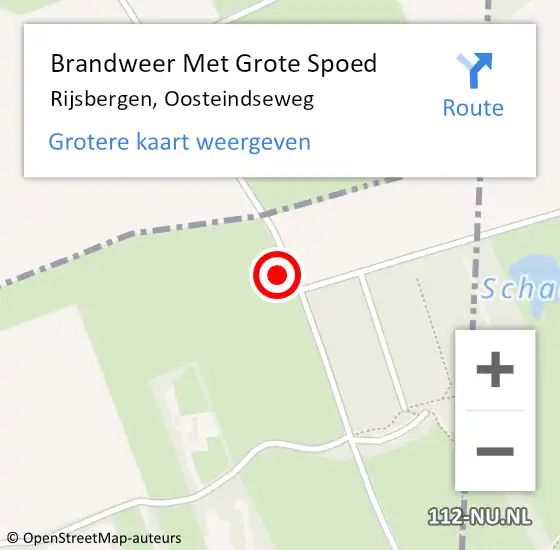 Locatie op kaart van de 112 melding: Brandweer Met Grote Spoed Naar Rijsbergen, Oosteindseweg op 24 april 2023 03:54