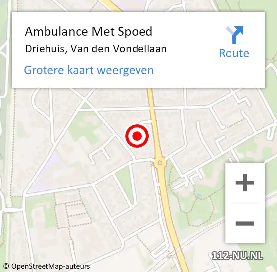 Locatie op kaart van de 112 melding: Ambulance Met Spoed Naar Driehuis, Van den Vondellaan op 24 april 2023 06:02