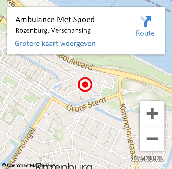 Locatie op kaart van de 112 melding: Ambulance Met Spoed Naar Rozenburg, Verschansing op 24 april 2023 07:45