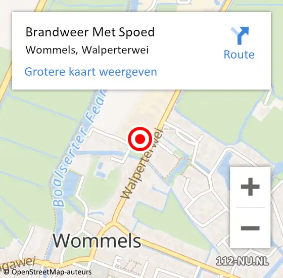 Locatie op kaart van de 112 melding: Brandweer Met Spoed Naar Wommels, Walperterwei op 24 april 2023 07:53