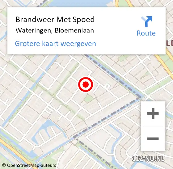 Locatie op kaart van de 112 melding: Brandweer Met Spoed Naar Wateringen, Bloemenlaan op 24 april 2023 07:56