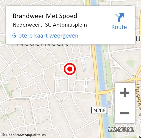 Locatie op kaart van de 112 melding: Brandweer Met Spoed Naar Nederweert, St. Antoniusplein op 24 april 2023 08:01