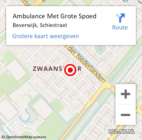 Locatie op kaart van de 112 melding: Ambulance Met Grote Spoed Naar Beverwijk, Schiestraat op 24 april 2023 08:34