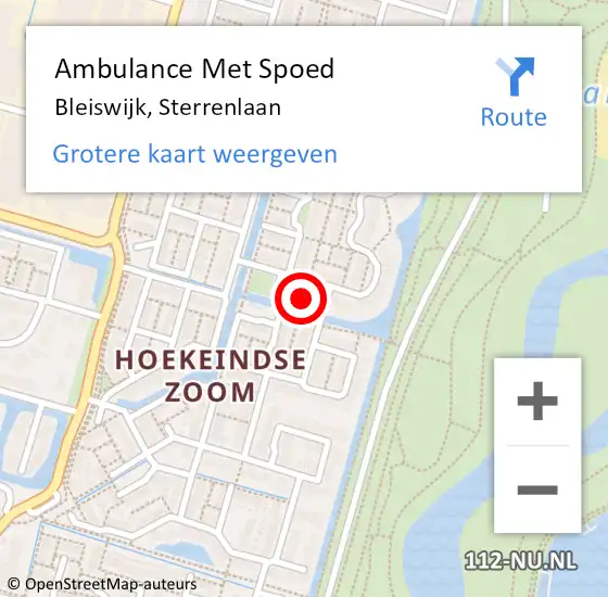 Locatie op kaart van de 112 melding: Ambulance Met Spoed Naar Bleiswijk, Sterrenlaan op 24 april 2023 09:00