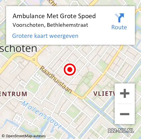 Locatie op kaart van de 112 melding: Ambulance Met Grote Spoed Naar Voorschoten, Bethlehemstraat op 24 april 2023 09:23