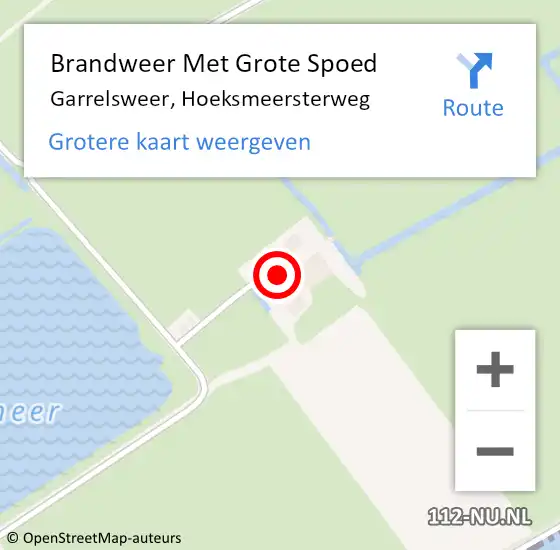 Locatie op kaart van de 112 melding: Brandweer Met Grote Spoed Naar Garrelsweer, Hoeksmeersterweg op 24 april 2023 09:34