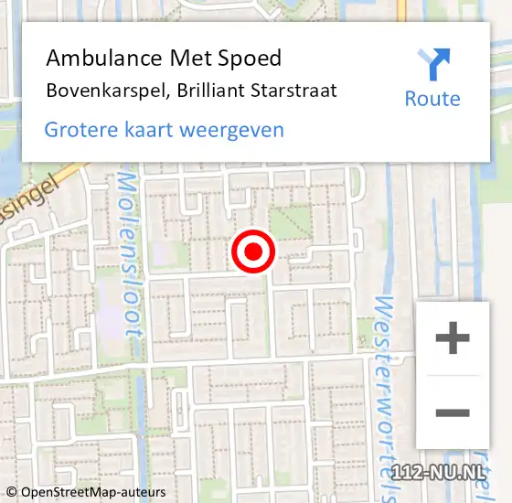 Locatie op kaart van de 112 melding: Ambulance Met Spoed Naar Bovenkarspel, Brilliant Starstraat op 24 april 2023 10:02