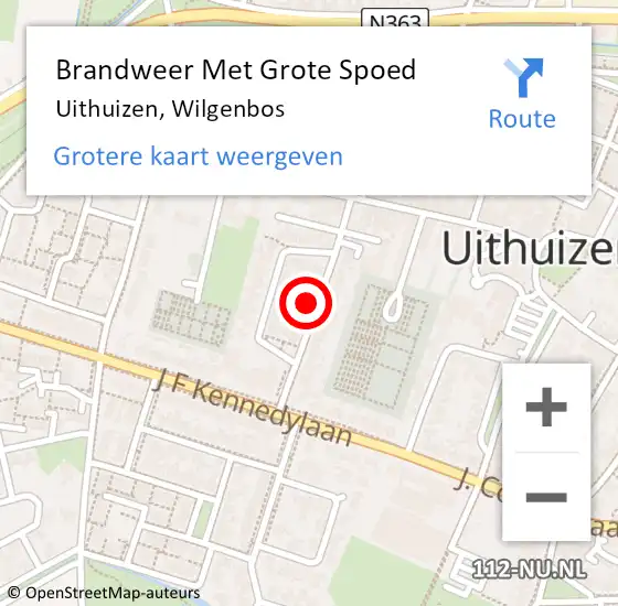 Locatie op kaart van de 112 melding: Brandweer Met Grote Spoed Naar Uithuizen, Wilgenbos op 24 april 2023 10:12