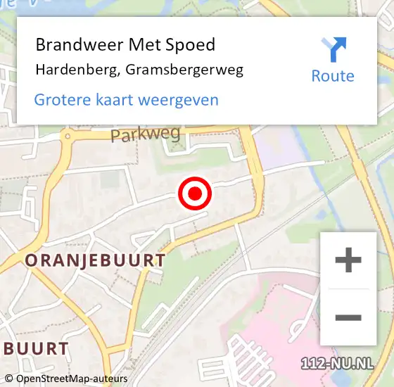 Locatie op kaart van de 112 melding: Brandweer Met Spoed Naar Hardenberg, Gramsbergerweg op 24 april 2023 11:12