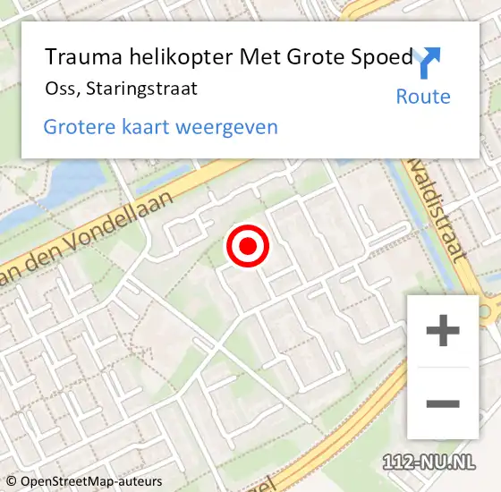 Locatie op kaart van de 112 melding: Trauma helikopter Met Grote Spoed Naar Oss, Staringstraat op 24 april 2023 11:49