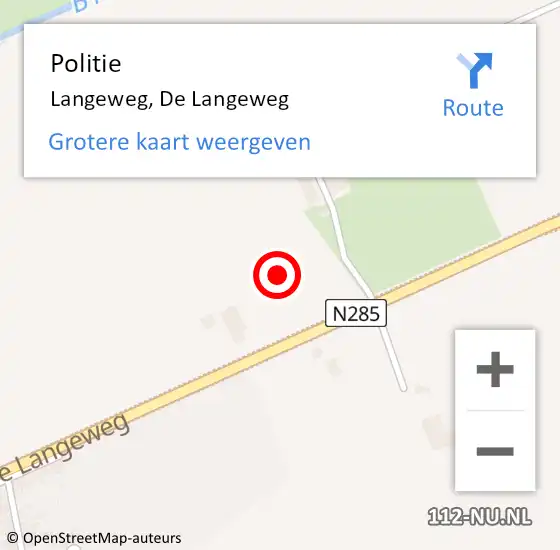 Locatie op kaart van de 112 melding: Politie Langeweg, De Langeweg op 24 april 2023 12:01