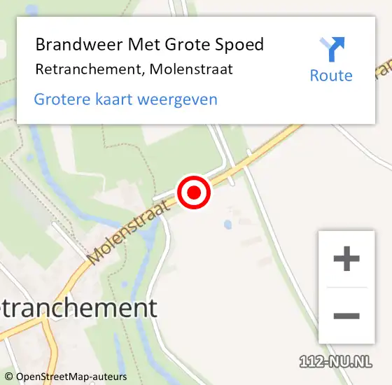 Locatie op kaart van de 112 melding: Brandweer Met Grote Spoed Naar Retranchement, Molenstraat op 23 augustus 2014 09:38