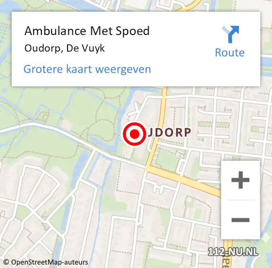 Locatie op kaart van de 112 melding: Ambulance Met Spoed Naar Oudorp, De Vuyk op 23 augustus 2014 09:45