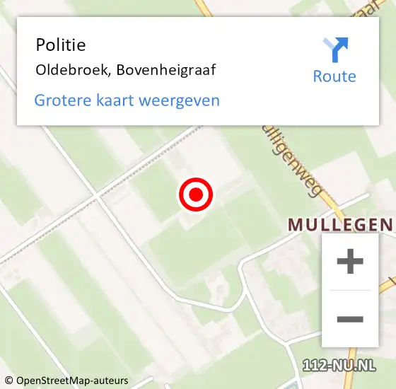 Locatie op kaart van de 112 melding: Politie Oldebroek, Bovenheigraaf op 24 april 2023 12:56