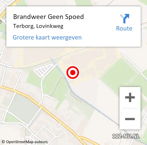 Locatie op kaart van de 112 melding: Brandweer Geen Spoed Naar Terborg, Lovinkweg op 24 april 2023 12:57