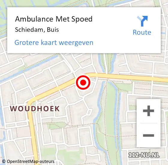 Locatie op kaart van de 112 melding: Ambulance Met Spoed Naar Schiedam, Buis op 24 april 2023 13:35