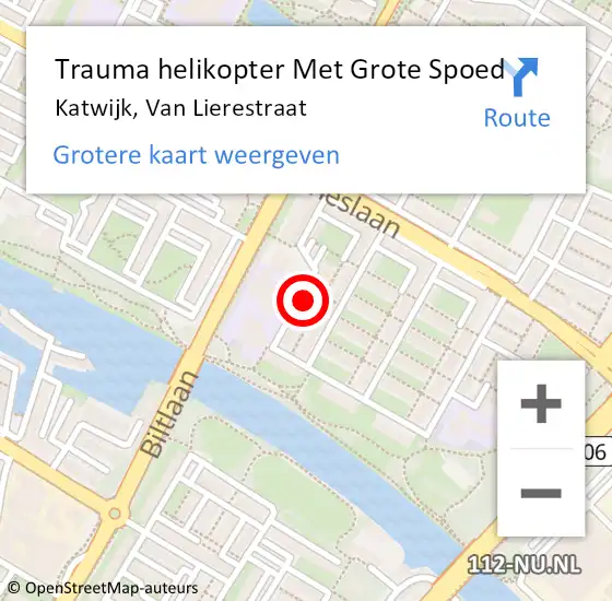 Locatie op kaart van de 112 melding: Trauma helikopter Met Grote Spoed Naar Katwijk, Van Lierestraat op 24 april 2023 13:36