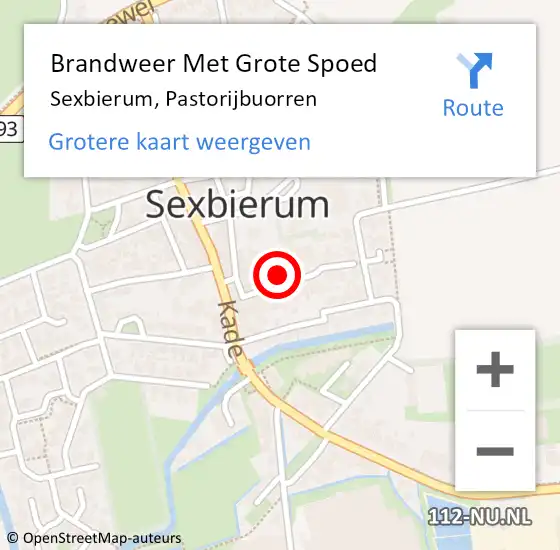 Locatie op kaart van de 112 melding: Brandweer Met Grote Spoed Naar Sexbierum, Pastorijbuorren op 24 april 2023 13:41