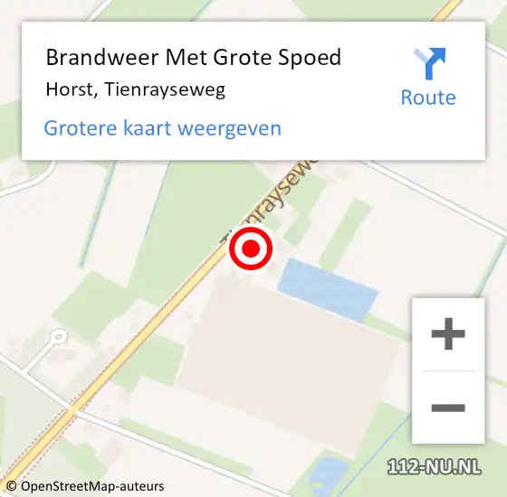 Locatie op kaart van de 112 melding: Brandweer Met Grote Spoed Naar Horst, Tienrayseweg op 24 april 2023 14:18